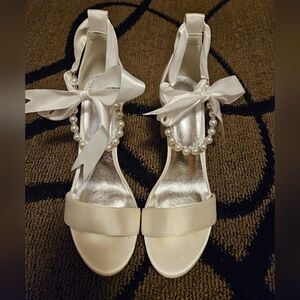 White satin shoes